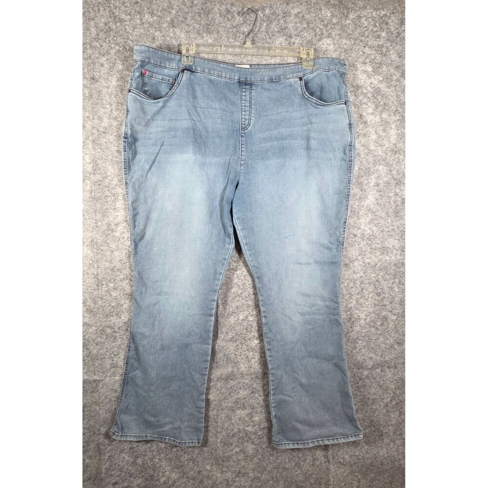 Pajama Jeans Women's Light Wash Bootcut  Jeans Blue  Pull on Drawstring Size 3X